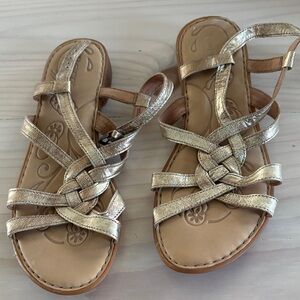 Born Women's Metallic Gold Braided Strap Sandals